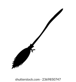 Witch's broom silhouette isolated on white background.