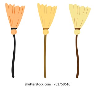 Witch's Broom Vector Drawing In Flat Style