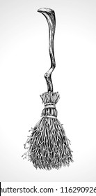 Witch's Broom Vector Drawing On A White Background