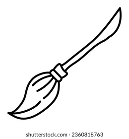 Witch's broom  Vector illustration. Witchcraft attribute concept. Halloween decorative element.