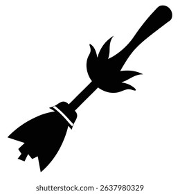 Witch's broomstick halloween silhouette clipart.