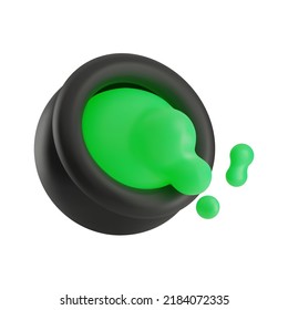 The witch's cauldron 3d is isolated on a white background. 3d icon for halloween