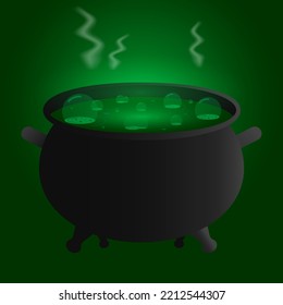 Witch's cauldron. Autumn holidays.Helloween. Vector illustration.