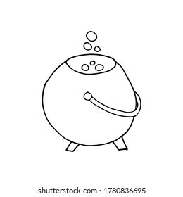 Icono de garabato de la bruja. Icono del caldero de bruja dibujado a mano en vector.