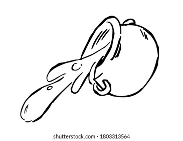witch's cauldron in doodle style icon. Isolated vector.