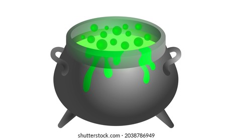 witch's cauldron with green boiling potion