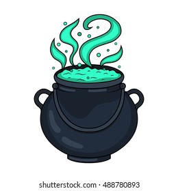 Witch's cauldron on a white background