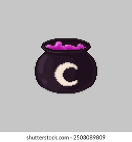 Witch's cauldron, pixel art object
