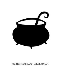 Witch's cauldron with potion on white background