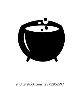 Witch's cauldron with potion on white background