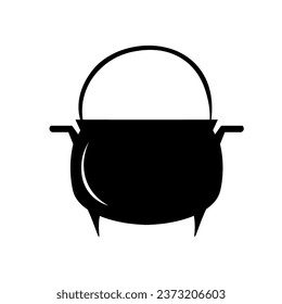 Witch's cauldron with potion on white background