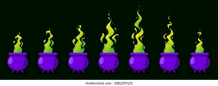 The witch's cauldron. Potion. Storyboard for creating animation