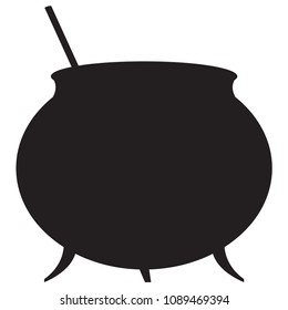 Witch's cauldron silhouette isolated on a white background
