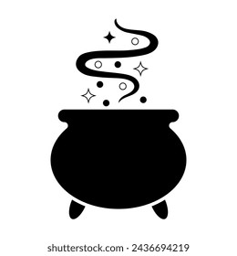 Witch's Cauldron Silhouette logo, icon, emblem. Vector illustration