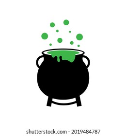 Witch's cauldron used to boil potions and cook food. Halloween vector illustration.