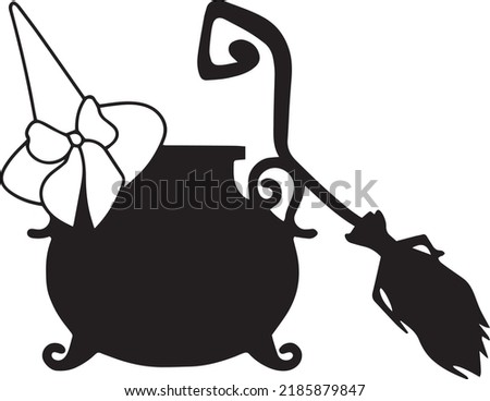 Witch's cauldron Vector Clip Art, Black and White