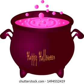 Witch's cauldron.Cauldron of witch potion.Happy Halloween. Vector illustration.