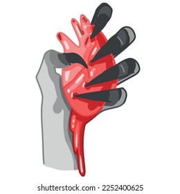 the witch's hand squeezes the heart, Creepy Valentine clipart, Spooky Valentine, Pastel Goth digital stickers, Alternative Valentine day vector EPS10