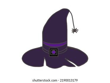 Witch's hat, dark color sorcerer's cap, on a transparent background, for printing and Halloween design