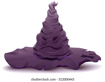 Witchs hat. Halloween accessory object. Wizard cap. Illustration