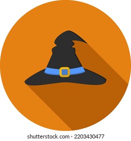 Un sombrero de bruja, colección de Halloween, ilustración vectorial plana.