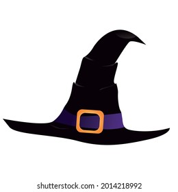 A witch's hat for Halloween.White background. a symbol of a Happy Halloween holiday. A witch hat for your design for the Halloween holiday. Vector illustration.