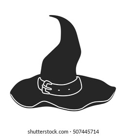 Witch's hat icon in black style isolated on white background. Black and white magic symbol stock vector illustration.