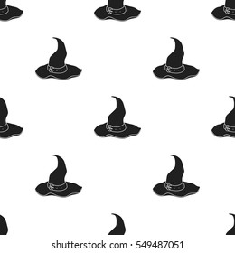 Witch's hat icon in black style isolated on white background. Hats pattern stock vector illustration.