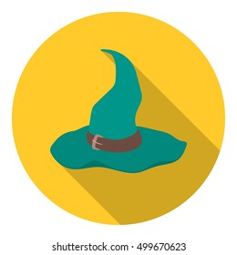 Witch's hat icon in flat style isolated on white background. Hats symbol stock vector illustration.