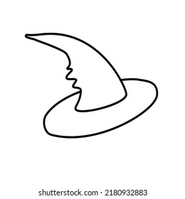 witch's hat isolated in line art design. Halloween symbol