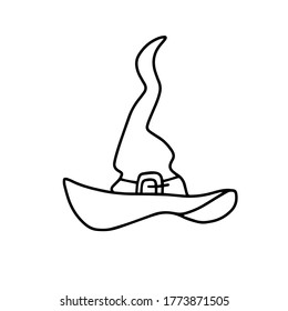a witch's hat isolated on a white background. Design for Halloween, parties and holidays. Vector illustration in the Doodle style