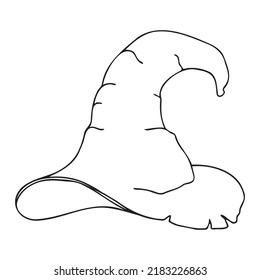 a witch's hat isolated on a white background. Design for Halloween, parties and holidays. Vector illustration in the Doodle style