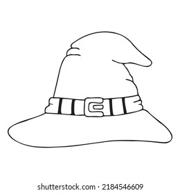 a witch's hat isolated on a white background. Design for Halloween, parties and holidays. Vector illustration in the Doodle style