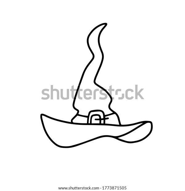 a witch\'s hat isolated on a white background.\
Design for Halloween, parties and holidays. Vector illustration in\
the Doodle style