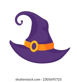Witch's hat. Magic hat. The costume adorns the little wizard's head at a Halloween party.