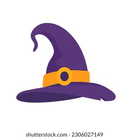 Witch's hat. Magic hat. The costume adorns the little wizard's head at a Halloween party.