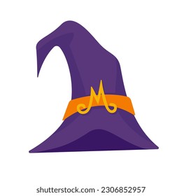 Witch's hat. Magic hat. The costume adorns the little wizard's head at a Halloween party.