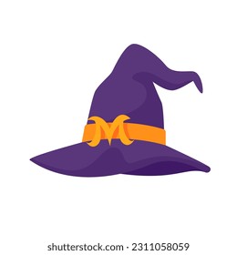 Witch's hat. Magic hat. The costume adorns the little wizard's head at a Halloween party.