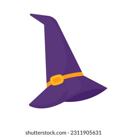 Witch's hat. Magic hat. The costume adorns the little wizard's head at a Halloween party.