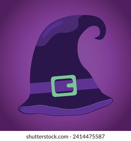 Witch's hat on dark background, traditional Halloween design element.