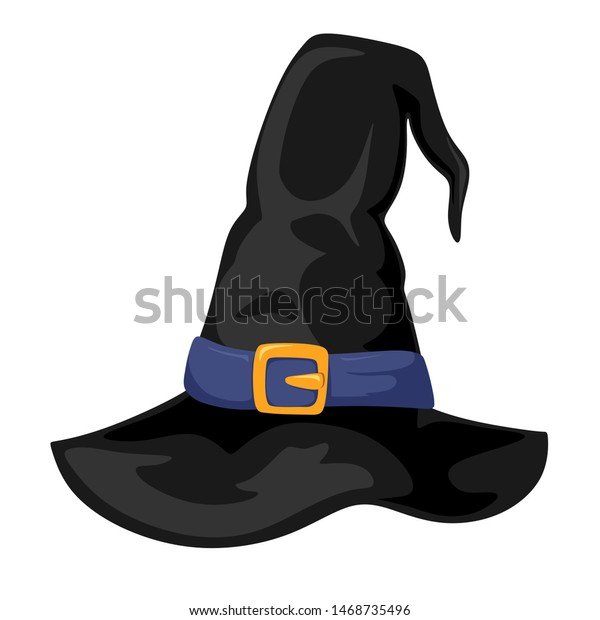 Witch\'s hat on a white background. Vector isolate\
in cartoon style.