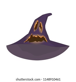 witch's hat with an orange ghost face cut open mouth