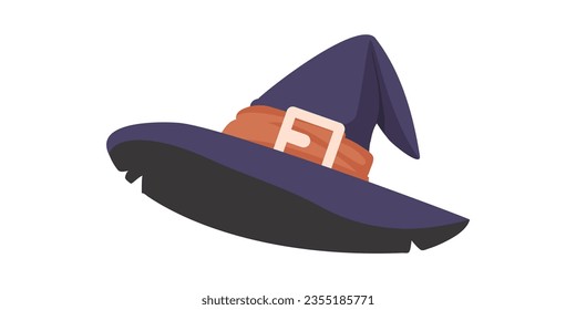 A witch's hat is a really tall hat that witches wear on their heads. A baseball hat designed to look like a Halloween costume. Cartoon style, Vector Illustration