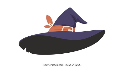 A witch's hat is a really tall hat that witches put on their heads. Cartoon style, Vector Illustration