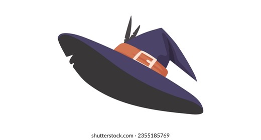 A witch's hat is a tall hat that witches put on their heads. It appears sharp. A baseball cap that looks like a hat for Halloween. Cartoon style, Vector Illustration