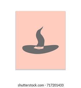 Witch's Hat Vector black icon on color sticker. Material design
