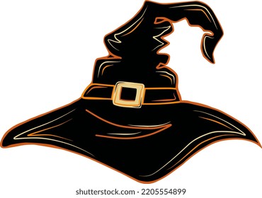 Witch's hat. Vector illustration with transparent background. For your biznes.
 Design template, for advertising, internet, social networks, stickers,
 creating patterns.