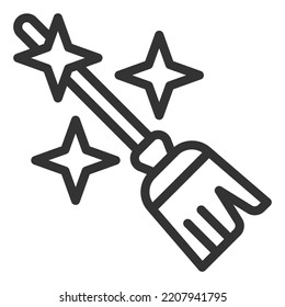 Witch's Magic Broom - icon, illustration on white background, outline style
