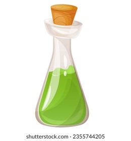 Witch's magic potion in a glass bottle