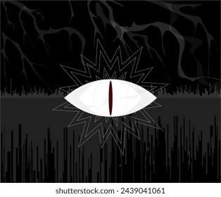 Witch's magical dark eye with a vertical pupil. Mystical eye for Halloween. See you. Vector. 